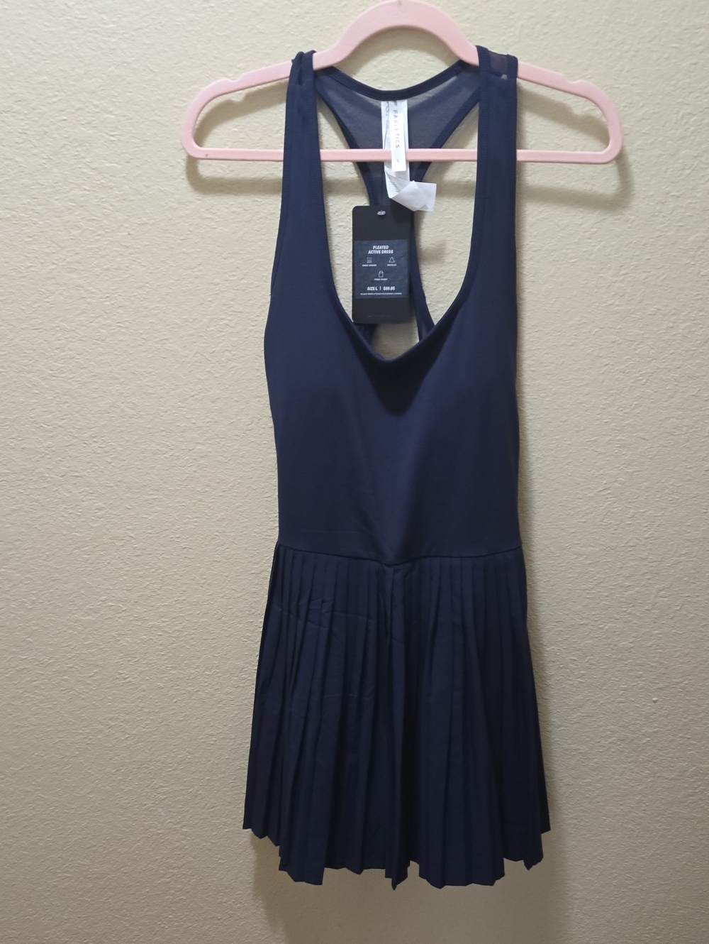 NWT Fabletics navy blue pleated tennis dress Size Large